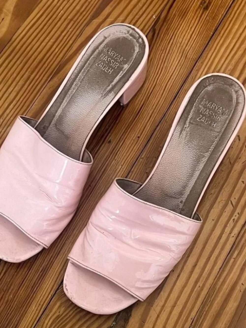 Maryam Nassir Zadeh Pink Patent Sophie Slides 39 1/2